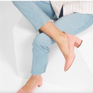 Everlane Women's Pale Pink Suede The Leather Day Heel Sz 8 Block Heel Barbie